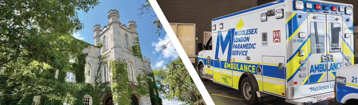 Middlesex County Building and ambulance 